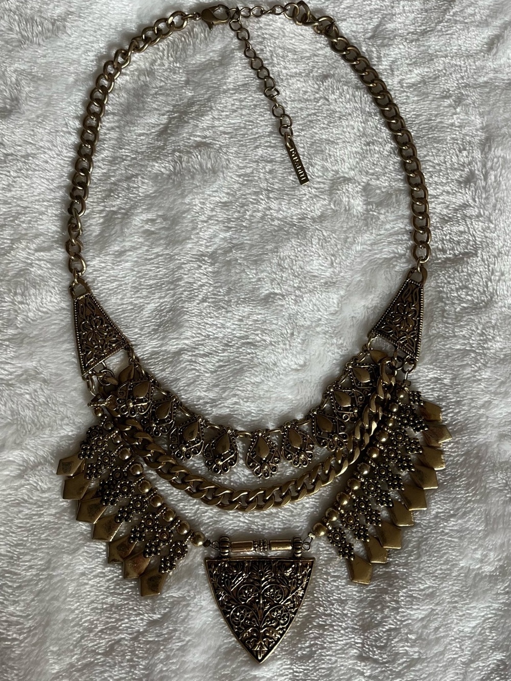 Dynamite Gold-Tone Ornate Layered Bib Necklace